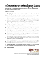 10 commandments for small group success